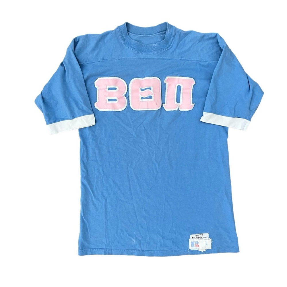 Vtg 80s Russell Athletic Fraternity Jersey Baseball T-Shirt - Beta Theta Pi - L